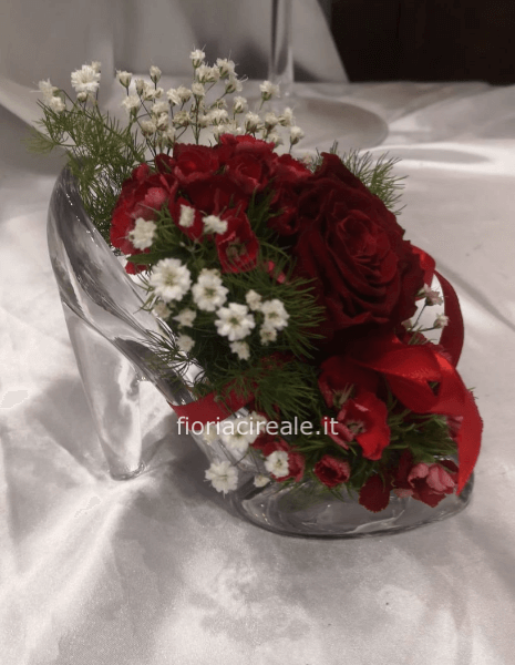 scarpetta vetro con rosa stabilizzata