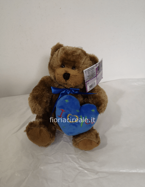 peluche piccolo orsetto con cuore blu